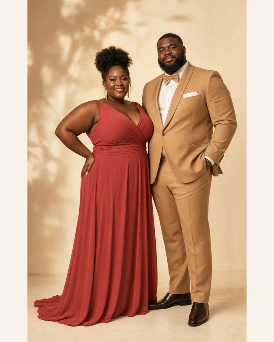 Inspiration de tenues femme et homme pour le thème Terre brûlée