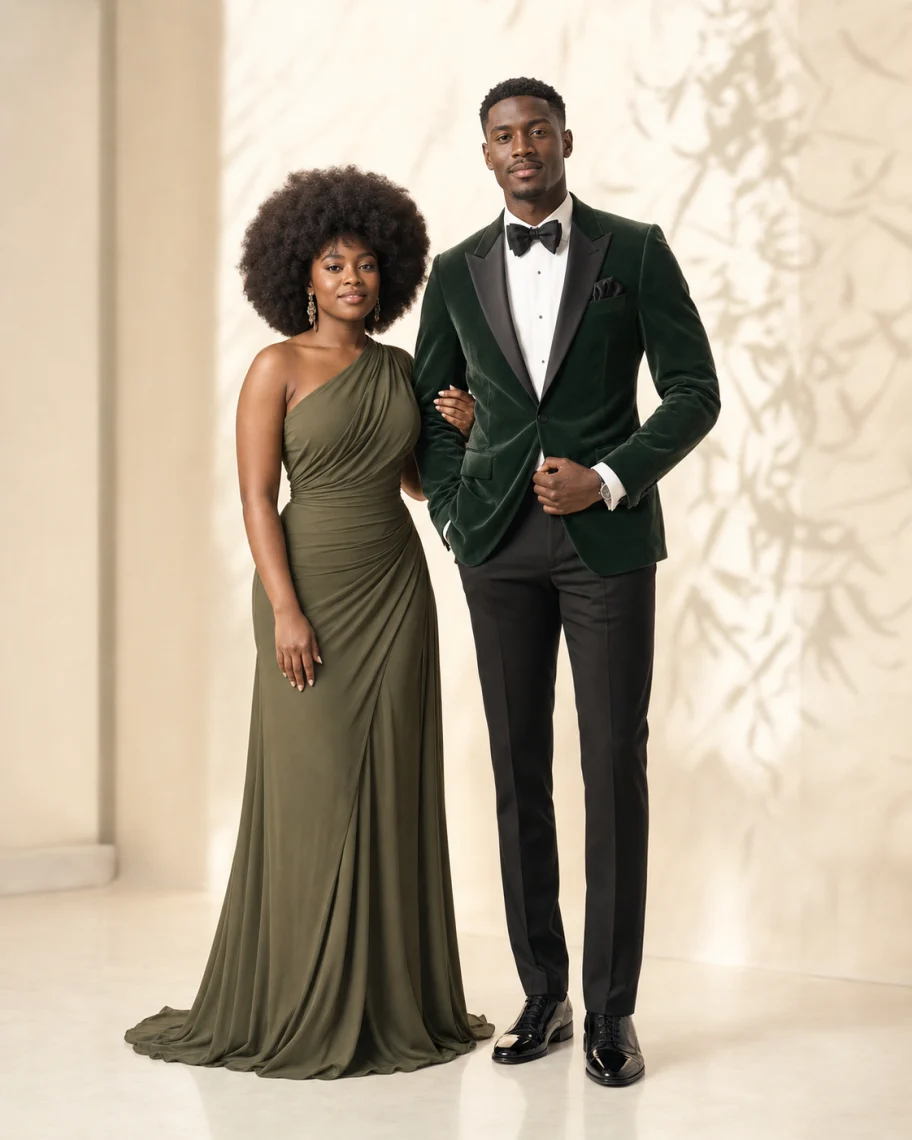 Inspiration de tenues femme et homme pour le thème Verdoyant